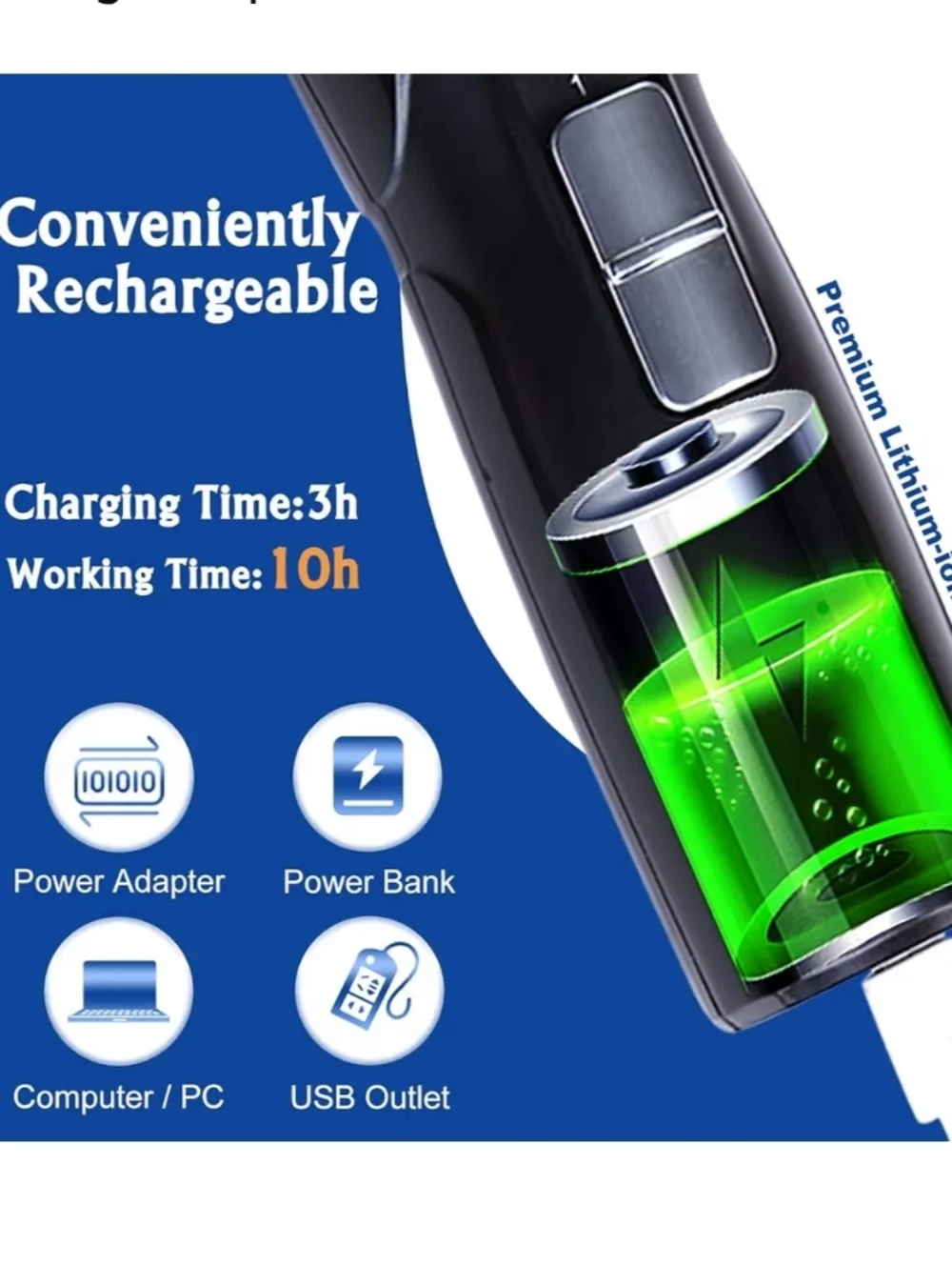 Black Rechargeable Pet Nail Grinder Grooming